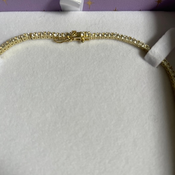 *SOLD* Baby Heiress Tennis Necklace 15" Gold|White Diamondettes - Picture 4 of 10